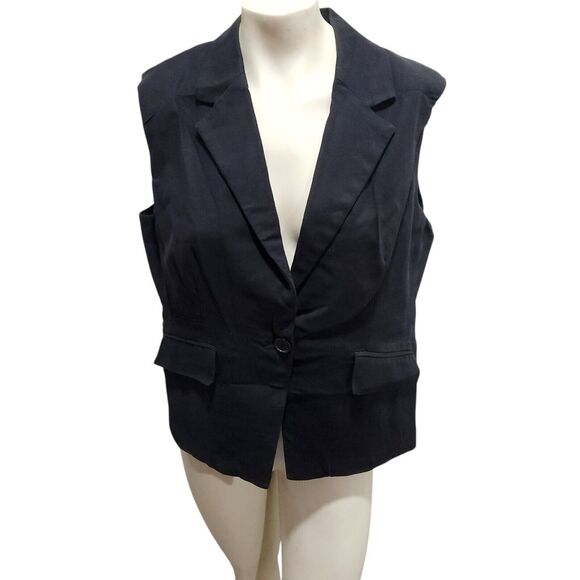 Apostrophe Black Single Button Academia Vintage Schoogirl Dress Vest Corporate - Picture 1 of 4